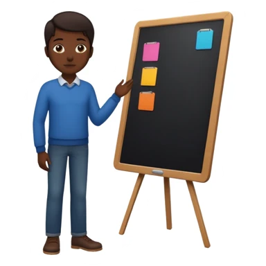 person silhouette standing next to a project board sticker