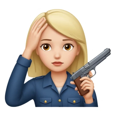 Girl holding a gun hand to head not real gun sticker