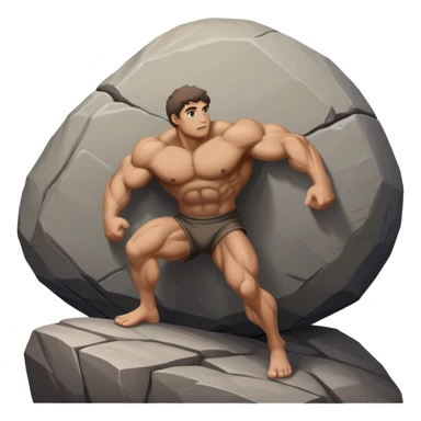 Sisyphus pushing a large boulder up a hill sticker