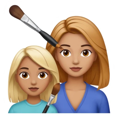 Woman coloring a hair off ohter woman sticker