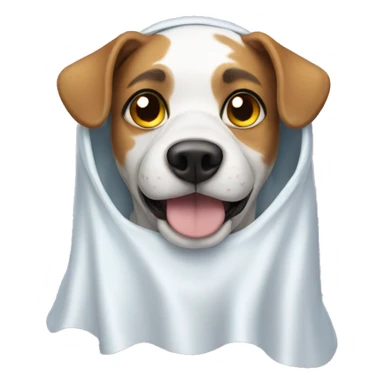 A dog in a ghost costume sticker