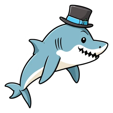 Shark with a top hat sticker