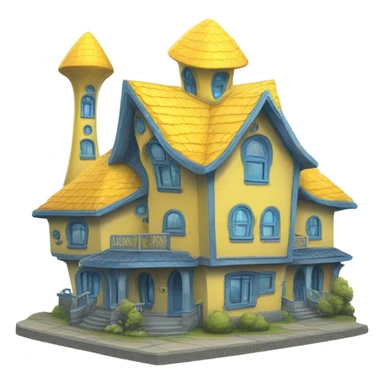 a alien home house in jellow/blue sticker