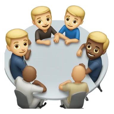 6 Caucasian men sitting at a round table sticker