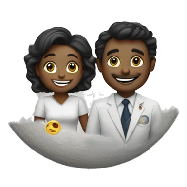 happy couple on the moon sticker