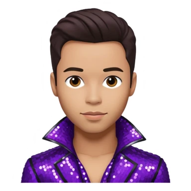 Prince Royce with dark brown hair, dark purple sequin outfit sticker