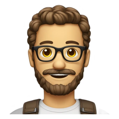 Geek avec des lunettes et cheveux brun avec un tous petit peu de barbe sans la moustache sticker