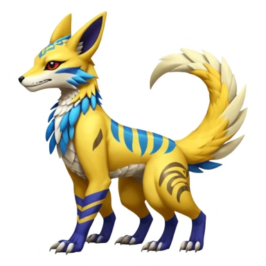Tribal Tropical Renamon-Zeraora-Bastet-Latias-Vernid-Sergal-fusion-hybrid-creature sticker