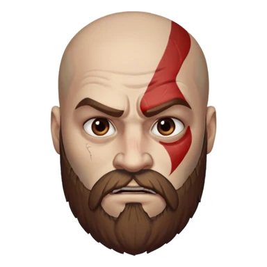 God of War Kratos (skin white, beard and eyebrow color brown) sticker