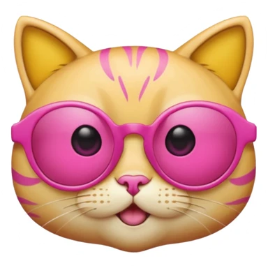 make a yellow circle face emoji with diva sun glasses that are like bright pink cat eye and like long lashes and the hand tilting the sunglaggeses dsown sticker