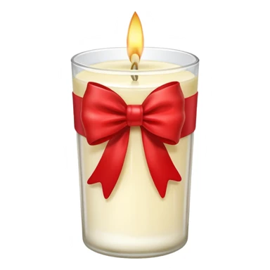 Soft vanilla long glass candle, with little red bow sticker