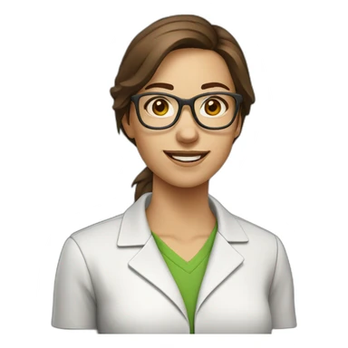 chemist female brown hair light skim with glasses sticker