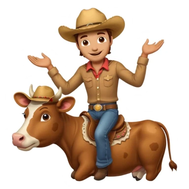 brown cow riding a man sticker