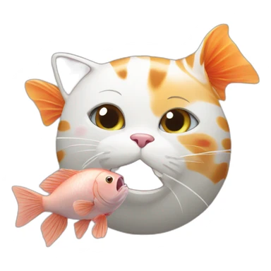 cat and fish playing together sticker