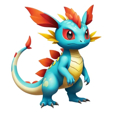 cool exotic fantasy-creature-Fakémon-Pokémon, full body, with markings sticker