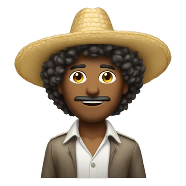 curly hair man with sombrero point up sticker