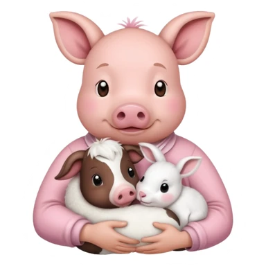 Home of rat, pig as parent hugging  cow, rabbit baby sticker
