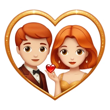 Romantic reddish-golden warm-colored sparkling Valentines vintage aesthetic  sticker