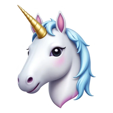 Cinematic Comical White Unicorn Portrait Emoji, Head tilted dramatically with an exaggeratedly amused expression, featuring a slender, radiant form with a playfully sparkling horn and wide, comically expressive eyes full of enchanting disbelief, Simplified yet hilariously expressive features, highly detailed, glowing with a slightly sassy magical glow, high shine, dramatic yet playful, stylized with an air of cheeky mythic mischief, soft glowing outline, capturing the essence of a meme-worthy white unicorn that looks ready to prance its way into viral fame! sticker