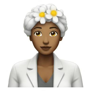  woman relaxing with a white and yellow flower on her head sticker