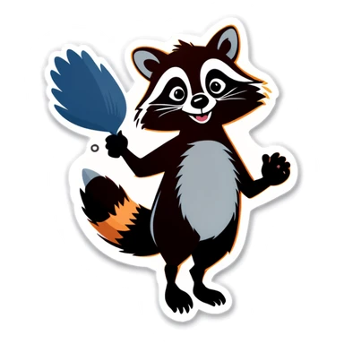 Raccoon giving the bird sticker