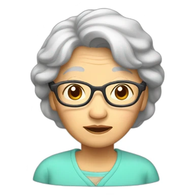 Asian grandma with glass sticker