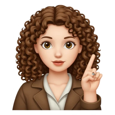 Curly hair brunette white girl… holding up a middle finger sticker