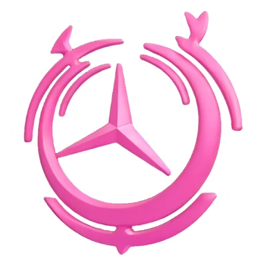 3D Mercedes-Benz logo, light pink color, realistic, glossy finish sticker