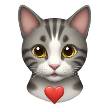 cat eith heart sticker