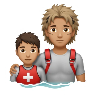 Lifeguard Native American Teenager with messy hair rescuing someone sticker