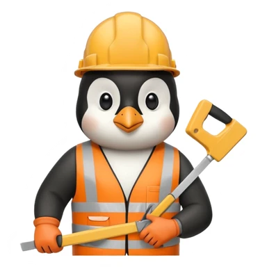 Penguin Construction Worker with saw sticker