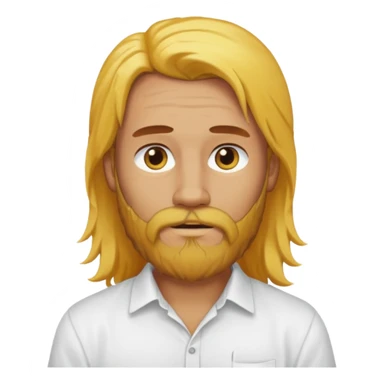 yellow long hair bearded man with white shirt sticker