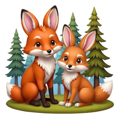 fox and rabbit sticker