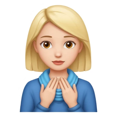 girl holding two hands around her neck sticker