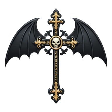 goth cross with bat wings sticker