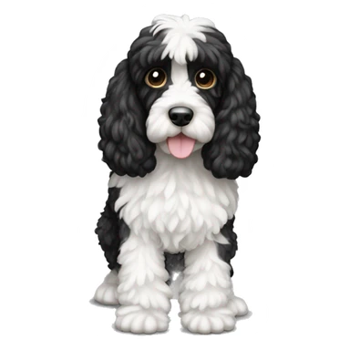 Black cockapoo full body white stripe  sticker