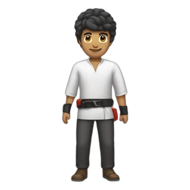 A men with a Dynamite belt and a qamis sticker