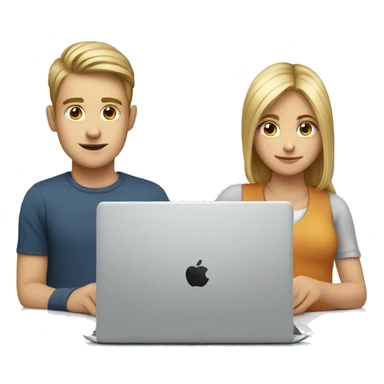 white boy and girl behind laptop sticker