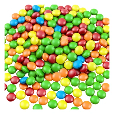 A multi-colored rainbow Skittles package next to a pile of exclusively green Skittles candies. The package shows all rainbow colors while the candies are only green. sticker