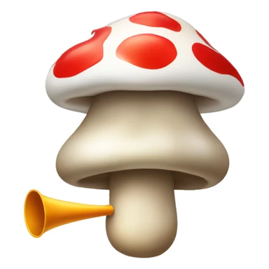 Small cartoon mushroom blowing a party blower. Showing only its mushroom like head. sticker