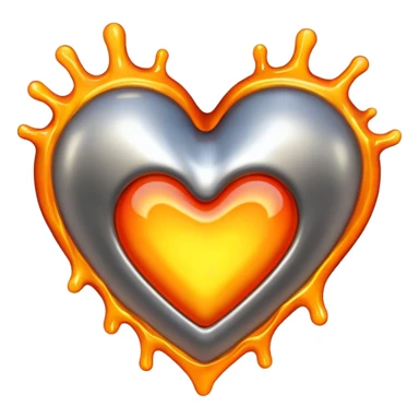 hot glow melting metal heart sticker