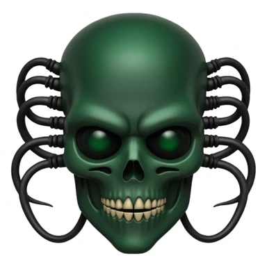 HR giger, wires, dark green, black flesh undead, head. dark black bones and skin sticker