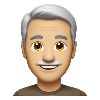 An mature Italian man with light skin, short dark brown  hair, a smiling face without moustache sticker
