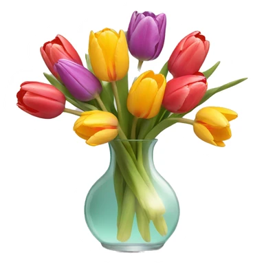 Colorful tulips in a glass vase  sticker