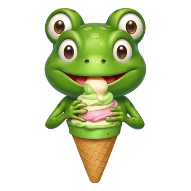 dondurma yiyen kurbağa sticker