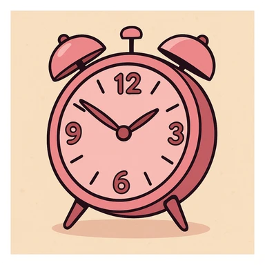 aesthetic pink clock with bold lines and simple shapes in flat toon style sticker