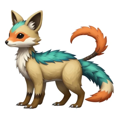  beautiful handsome gorgeous aesthetic colorful vibrant Vernid-Trico-species-Fakemon-creature by LiLaiRa, 4 legs, 1 tail, random markings, (full body) sticker