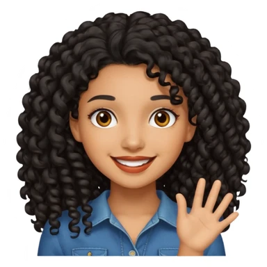 Mixed girl with long dark black curly hair  sticker