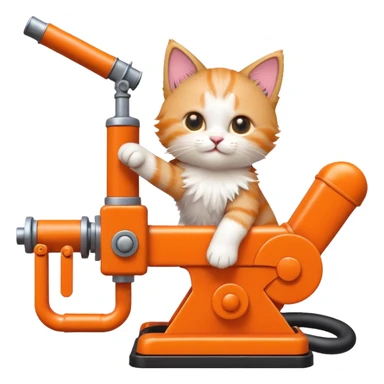 Can you make me a kitten riding a pump jack shooting two guns in their air? sticker