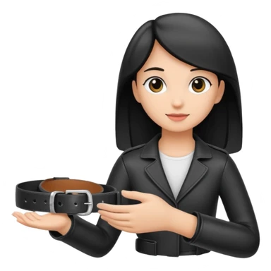 black leather belt in girls hand handing it to someone  sticker